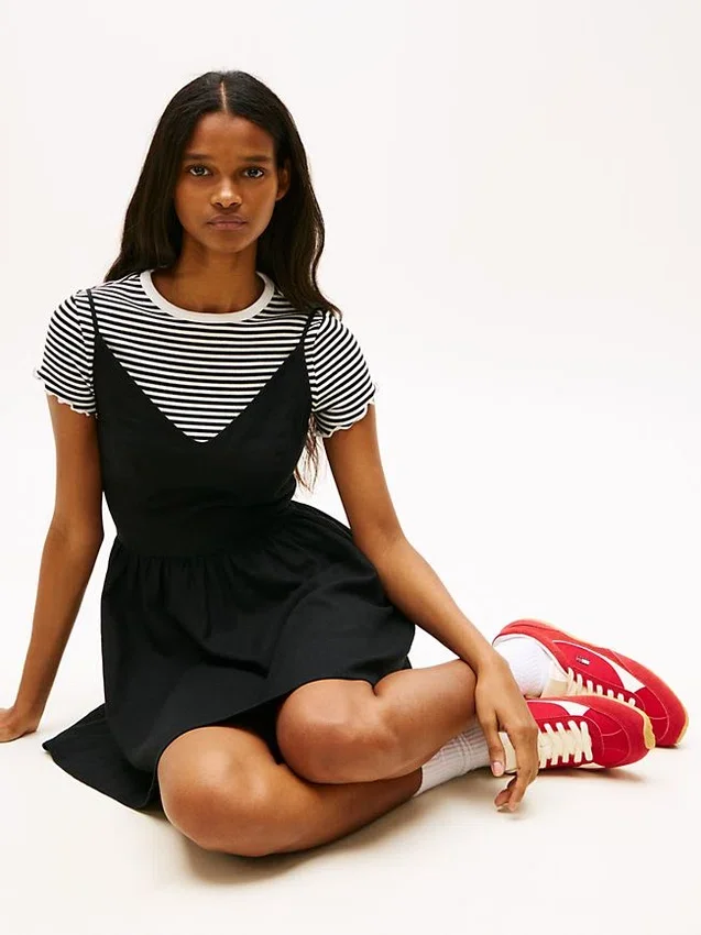 Vestido skater de mezcla de lino de Tommy Jeans Vestido skater de mezcla de lino de Tommy Jeans