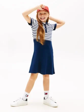 Vestido skater de polo elástico para niña