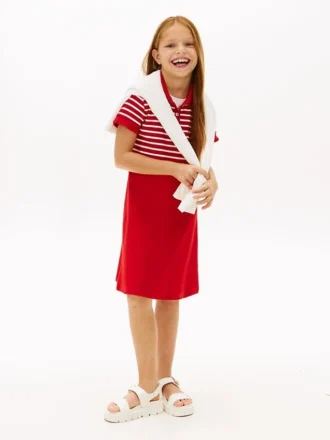 Vestido skater de polo elástico para niña