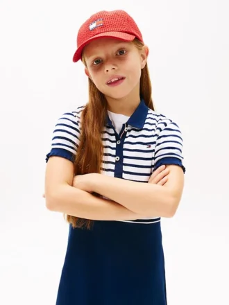Vestido skater de polo elástico para niña