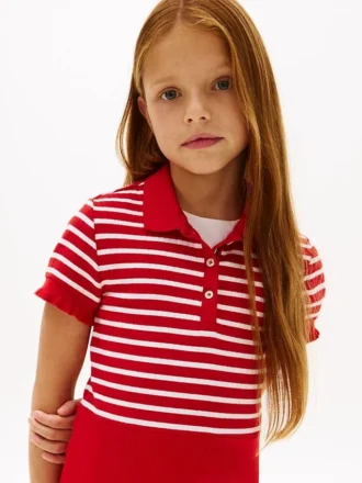 Vestido skater de polo elástico para niña
