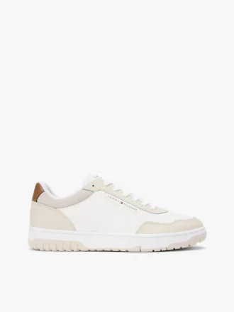 Zapatillas bajas de mezcla de piel