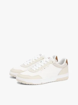 Zapatillas bajas de mezcla de piel