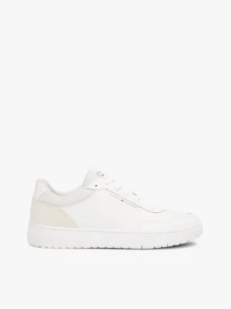 Zapatillas bajas de mezcla de piel y ante