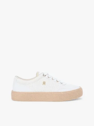 Zapatillas con plataforma de lona de texturas mixtas