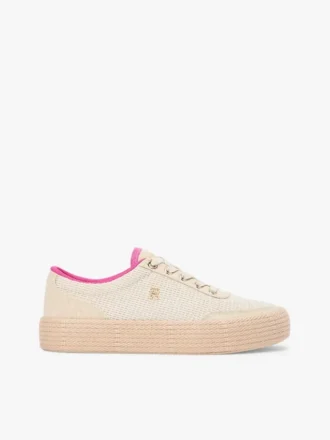 Zapatillas con plataforma de lona de texturas mixtas