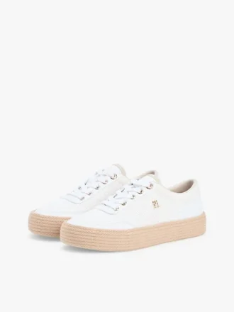 Zapatillas con plataforma de lona de texturas mixtas