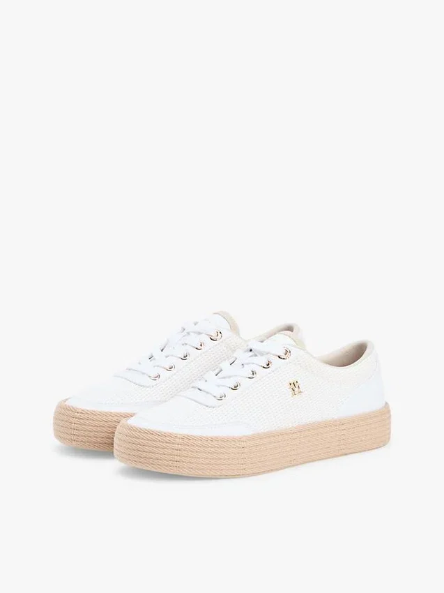 Zapatillas con plataforma de lona de texturas mixtas Zapatillas con plataforma de lona de texturas mixtas