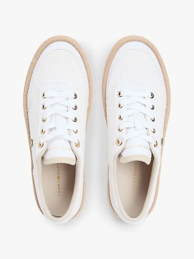 Zapatillas con plataforma de lona de texturas mixtas Zapatillas con plataforma de lona de texturas mixtas