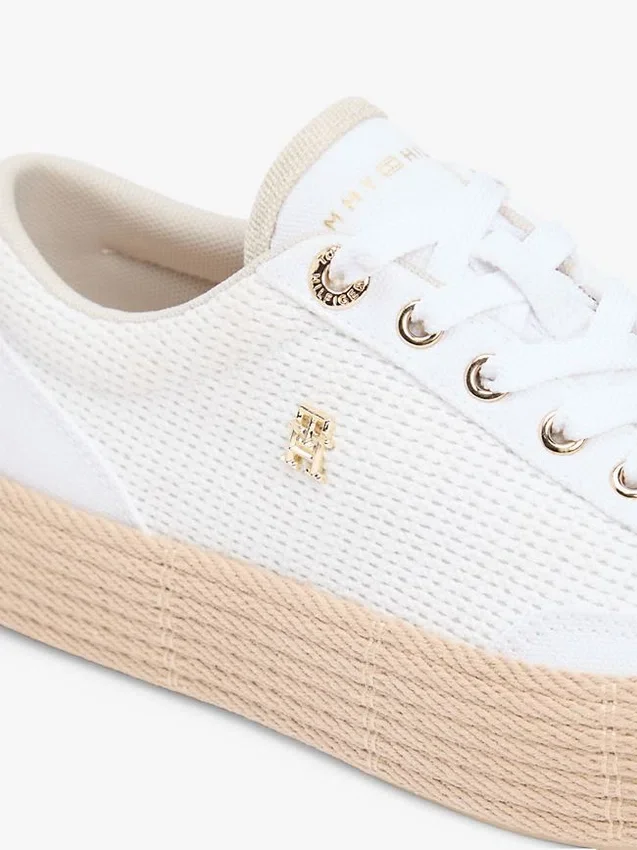 Zapatillas con plataforma de lona de texturas mixtas Zapatillas con plataforma de lona de texturas mixtas