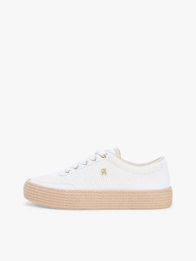 Zapatillas con plataforma de lona de texturas mixtas Zapatillas con plataforma de lona de texturas mixtas