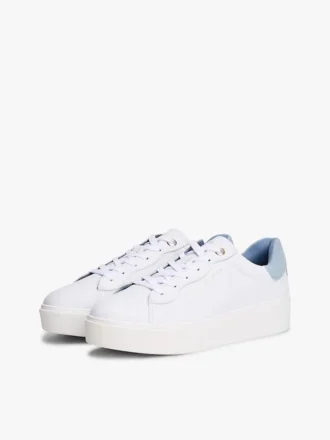 Zapatillas con plataforma de mezcla de piel
