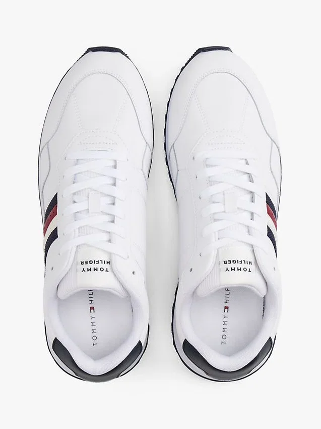 Zapatillas con rayas distintivas y mezcla de piel Zapatillas con rayas distintivas y mezcla de piel