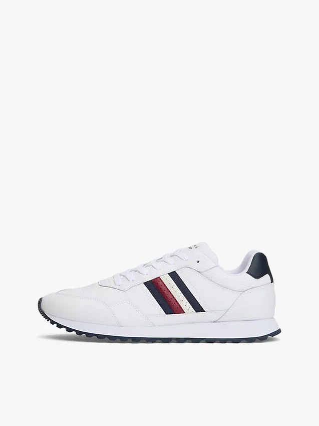 Zapatillas con rayas distintivas y mezcla de piel Zapatillas con rayas distintivas y mezcla de piel