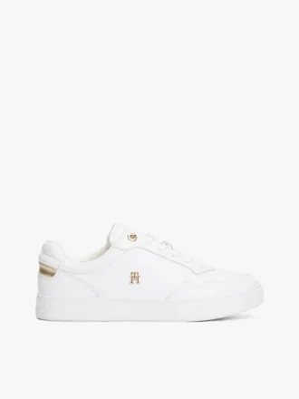 Zapatillas de cancha de piel con detalles metalizados