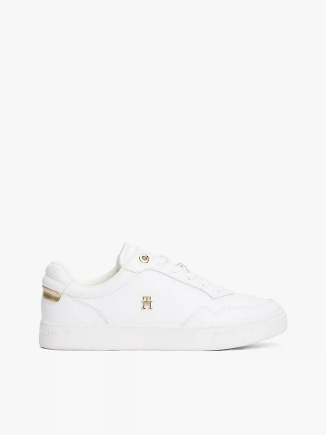 Zapatillas de cancha de piel con detalles metalizados Zapatillas de cancha de piel con detalles metalizados