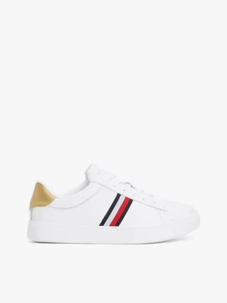 Zapatillas de corte bajo de piel con rayas distintivas