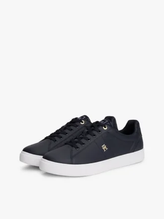 Zapatillas de corte bajo de piel con talón y monograma
