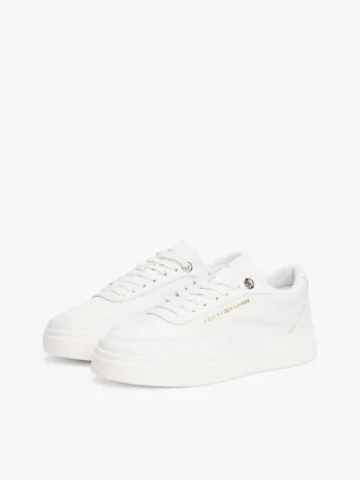 Zapatillas de corte con plataforma de piel