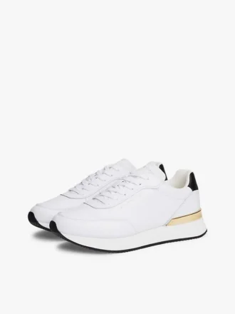 Zapatillas deportivas de piel con detalles metalizados